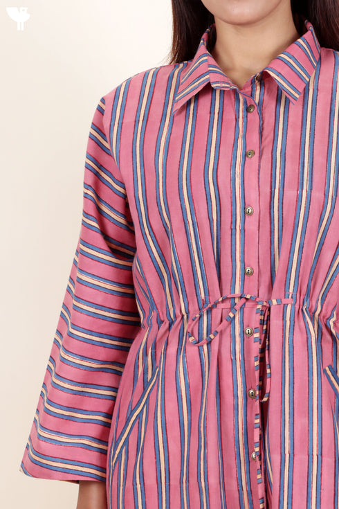 Cambric Cotton Dress In Block Print
